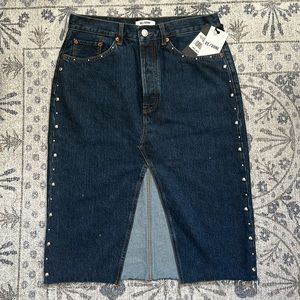 RE/DONE Denim Studded Skirt